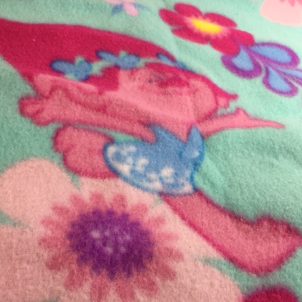 Trolls Throw/Blanket 40x44 Multicolored with Happy and Flowers